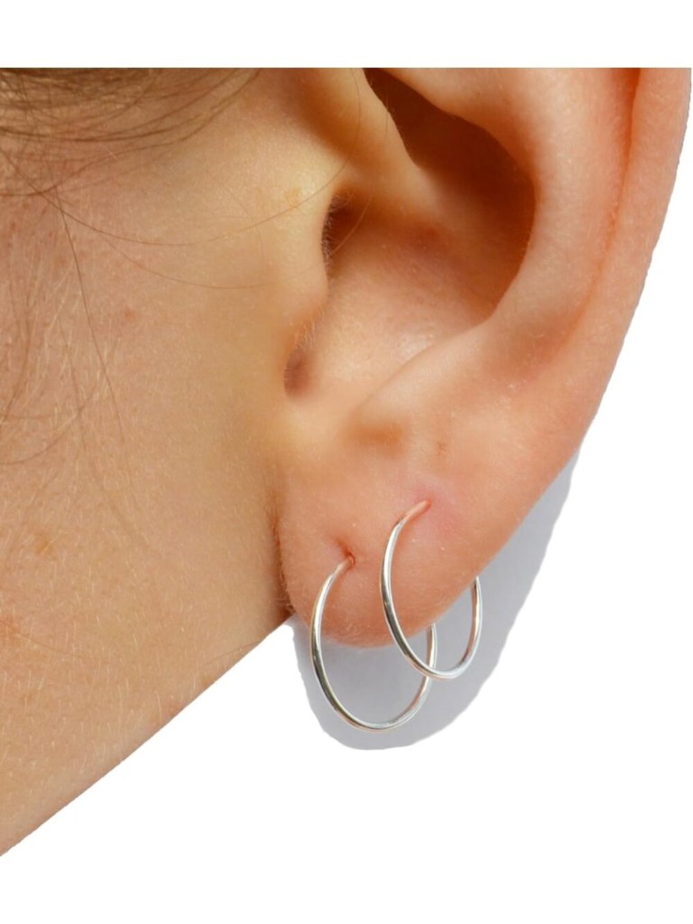 Medium Thin Solid Sterling Silver Hoop Earrings for Women | 925 Dainty Sleeper